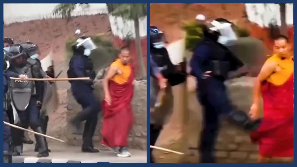 बुद्धमार्गी भिक्षुमाथि लात्ती प्रहार गर्ने प्रहरीलाई विभागीय कारबाही ।।।