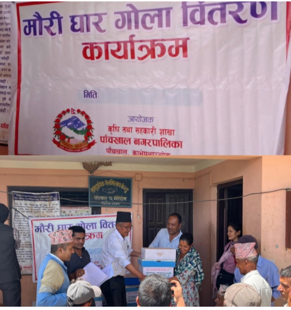 पाँचखालमा मौरीपालकलाई मौरी घर गोला अनुदान वितरण
