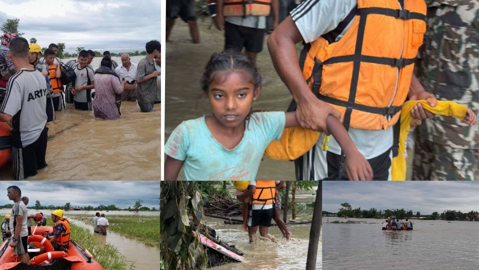 बाढी–पहिरो प्रभावित क्षेत्रमा सेनाको निरन्तर उद्धार अभियान, बालबालिकादेखि वृद्धासम्म सुरक्षित उद्धार